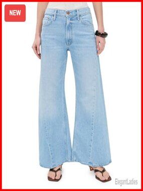 High Rise Wide Leg Non-Stretch Denim Jeans 5-Pocket Casual